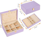 Voova Jewelry Box Organizer for Women Girls, 2 Layer Large Men Jewelry Storage Case, PU Leather Display Jewellery Holder with