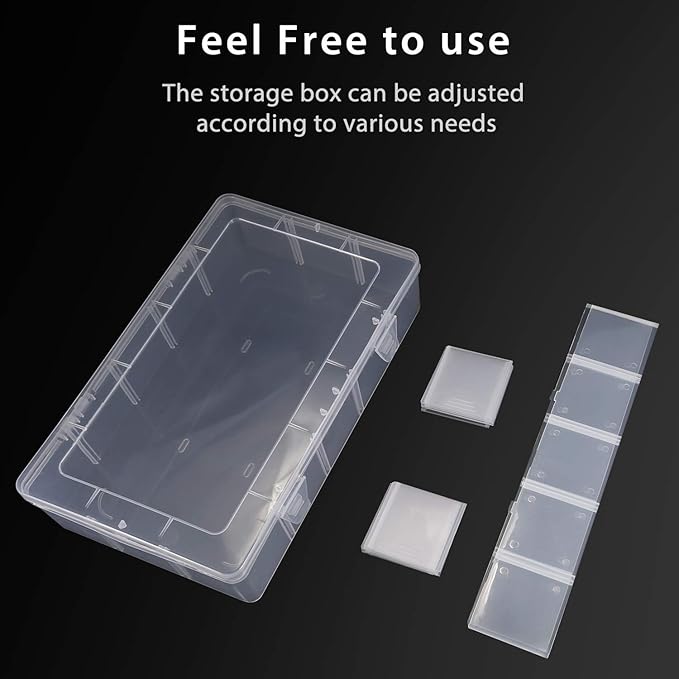 Umirokin 2 Pack 15 Grids Clear Plastic Organizer Box with Adjustable Dividers, Craft Storage Containers for Jewelry, Beads, S