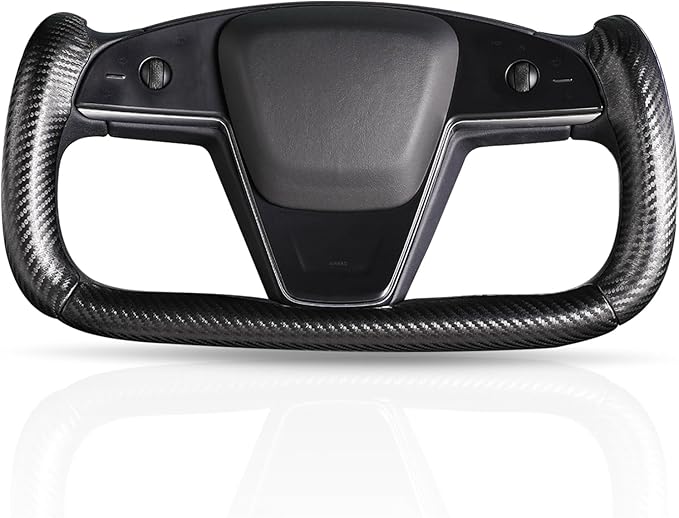 Steering Wheel Cover for Tesla Yoke Steering Wheel Cover Customzied for Tesla Model S 2021-Present/Model X 2021-Present Accessories,Anti-Slip,Comfortable Grip,Breathable,Matte Black