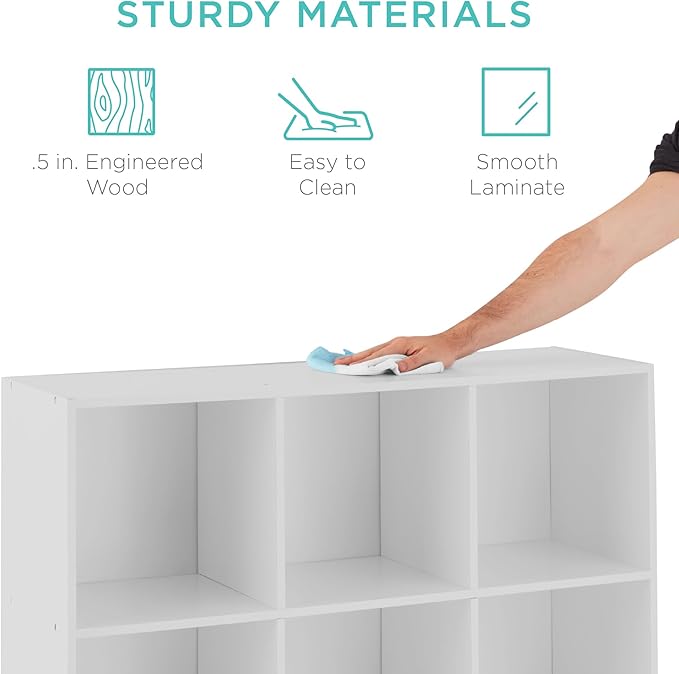 Best Choice Products 9-Cube Storage Organizer, 13.5in Shelf Opening, Bookcase, Display Shelf, Customizable w/ 3 Removable Bac
