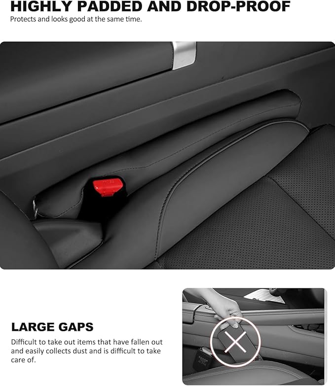 Leather Car Seat Gap Filler Spacer Universal Seat Gap Filler Plug for Car SUV Truck Fit Organizer Fill The Gap Between Seat and Console Stop Things from Dropping