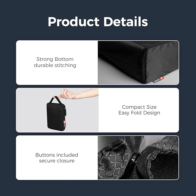 pack all 16L Lightweight Packable Tote Bag, Water Resistant Foldable Grocery Bag, Reusable Shopping Bag (Black)