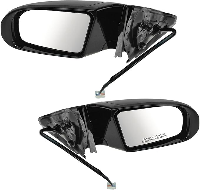 TRQ 2 Piece Driver and Passenger Side Mirror Assembly Set Electric Adjustment Non-Heated No Memory Black Compatible with 2009