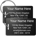 Heavy Duty Custom Luggage Tags - Personalized Anodized Aluminum Luggage Identifiers for Suitcases Pack of 2 (Black, 2x3.5)
