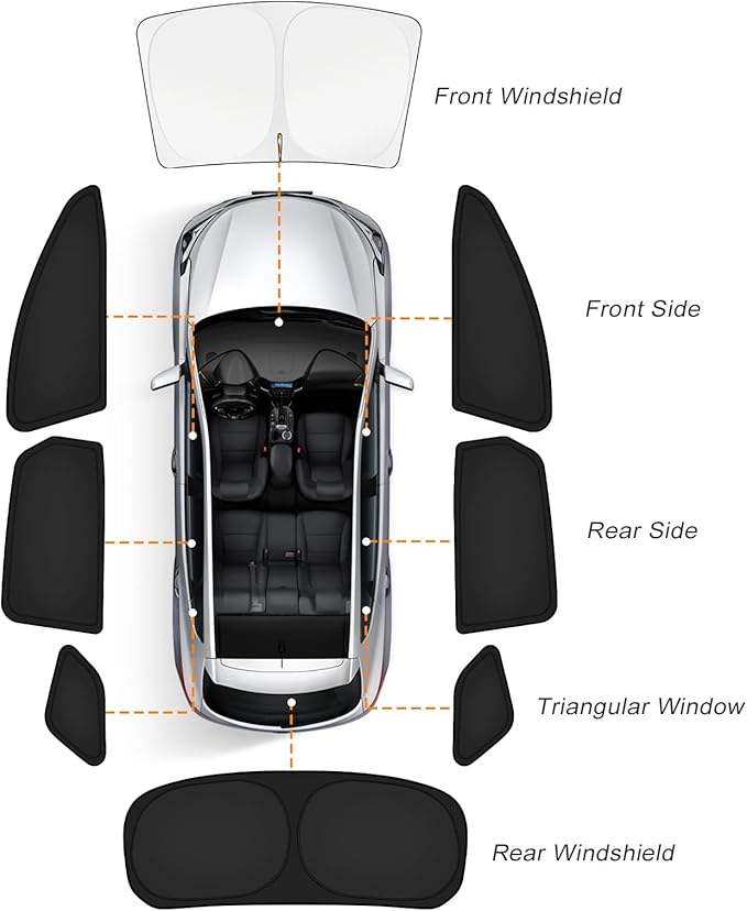 KUST Car Window Shades for Nissan Rogue 2014-2020 (Not for Rogue Sport) Windshield Sun Shade Side Window Cover UV Block Privacy Protection Rogue Accessories for Camping Blackout Rear Back Full 8PCS