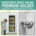 Honeyera The Original Stuffed Animal Storage (Patented) - Over Door Organizer for Stuffies, Toy Plush/Hammock Baby Hanging St