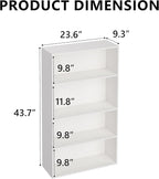 Wooden 4 Tier Book Shelf，4 Cube Storage Organizer, 44 Inch Versatile Cubes Shelf and Cubby Unit for Any Space (White, 4 Cube-