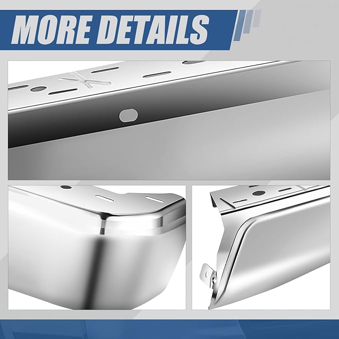 Auto Dynasty Rear Bumper End Caps Cover Compatible with 2015-2020 Ford F-150, Driver and Passenger Side, Non Parking Sensor Holes, Polished Chrome