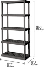 Sterilite 5 Shelf Unit, Heavy-Duty Shelving Storage Rack for Home and Garage, Gray - Multipurpose Plastic Organizer Shelves f