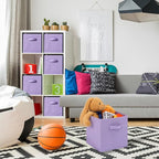 Stero Fabric Storage Bins 6 Pack Fun Colored Durable Storage Cubes with Fabric Handles Foldable Cube Baskets for Home, Kids R