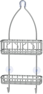 Simple Houseware Bathroom Hanging Shower Head Caddy Organizer, Silver (24 x 10.2 x 4.25 inches)