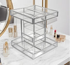 Hersoo 360 Degree Rotation Cosmetic Organizer -Premium Makeup Storage with Spin Base,Antique Countertop Cosmetic Storage,Larg