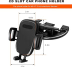 Cell Phone Holder for Car, Hands-Free One Button Release Cellphone Mount for CD Player, 360 Degree Rotatable Auto CD Slot Holder for All Smartphones, Car Accessories