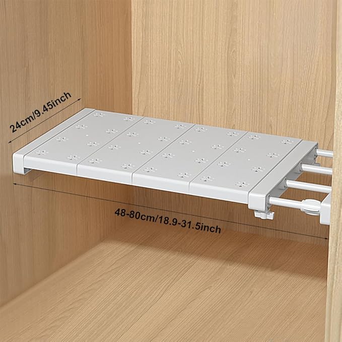 iayokocc Expandable Closet Tension Shelf Rod, Adjustable Metal Storage Rack,DIY Organizer Divider Separator for Cabinet Wardr