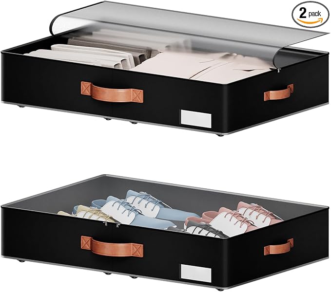 Underbed Storage With Wheels,low profile 5.5 inches Height Storage Bins,Rolling Underbed Shoe Storage Containers,Underbed Sto