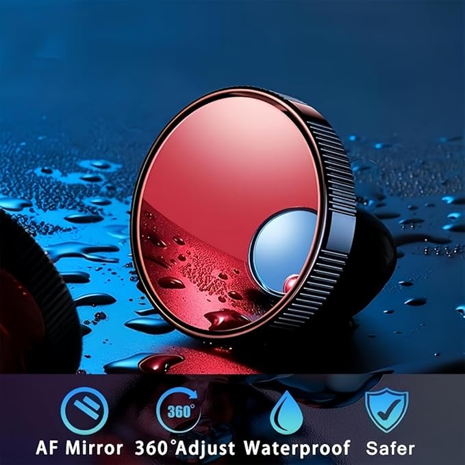2pc Car Blind Spot Rearview Mirror 2-inch Reusable Circular High-Definition Glass Convex 360° Wide-Angle Side Rearview Mirror with Suction Cup for SUV & Truck Universal Type Black - Blindspotmirrors