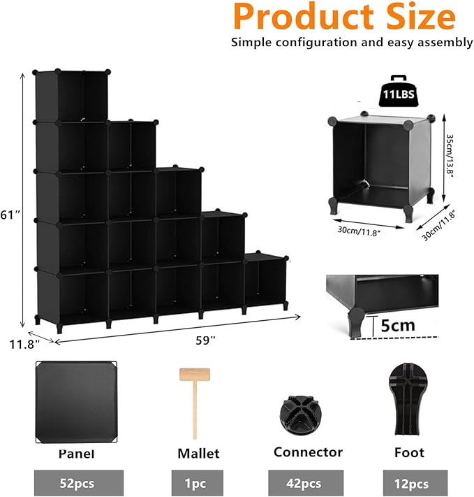 AWTATOS Cube Storage Organizer, 16 Cube Closet Organizer, Stackable Storage Cube Shelves, DIY Portable Closet Clothes Organiz