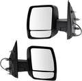 TRQ Driver and Passenger Side Mirror Assembly Set Power Heated Foldaway Textured Black Compatible with 12-21 Nissan NV1500 SV