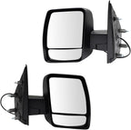 TRQ Driver and Passenger Side Mirror Assembly Set Power Heated Foldaway Textured Black Compatible with 12-21 Nissan NV1500 SV