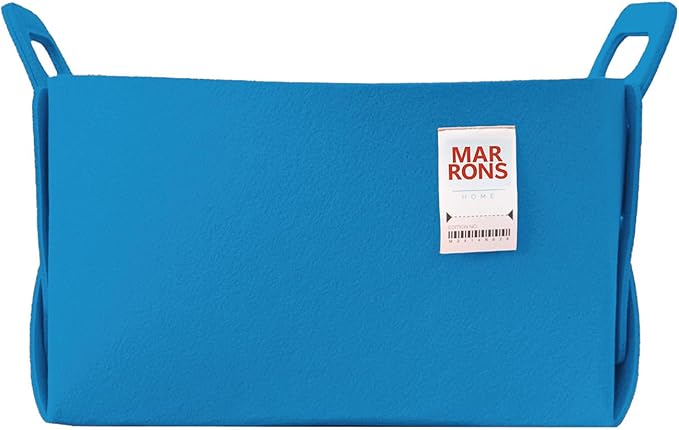 Collapsible Felt LIGHTBLUE Storage Bin Large 14.6"x9.4"x9.4" – Foldable Basket with Handles for Closet, Laundry Room Organiza