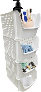 TidyFriend Small Stackable Storage Bins for Toy Organizer and Storage 4 Pack, Toy Storage Organizer for Kids Room and Home Or