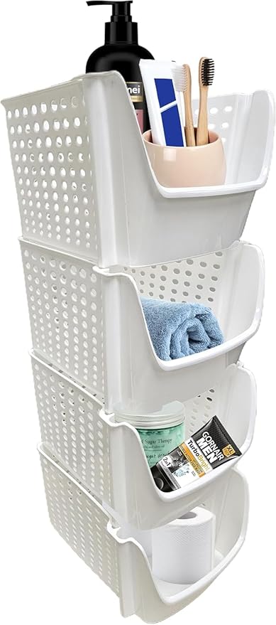 TidyFriend Small Stackable Storage Bins for Toy Organizer and Storage 4 Pack, Toy Storage Organizer for Kids Room and Home Or