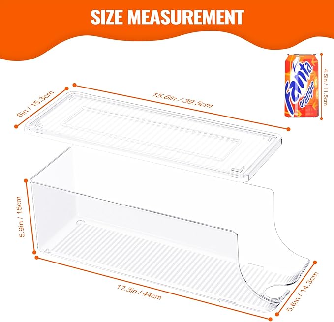 2 Pack Soda Can Organizer & 2 Pack Skinny Can Organizer for Refrigerator