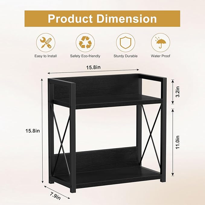 Giikin Kitchen Countertop Organizer, 2 Tier Coffee Bar Organizer, Black Spice Rack for Counter, Kitchen Counter Shelves, Part