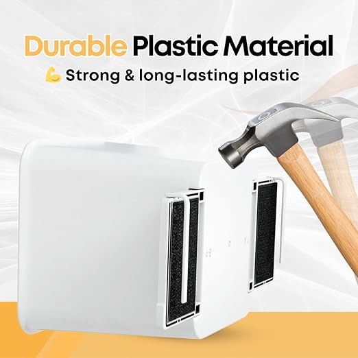 Car Trash Can 2L with Stability Wings & Velcro for Extra Stability – Magic Strip & Clip for Fabric & Rubber Mats – Durable Plastic, Easy Pull Trash Bags Included – White