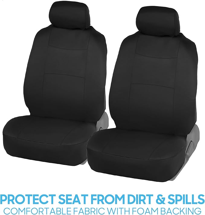 BDK PolyPro Car Seat Covers Full Set in Solid Black, Front and Rear Split Bench Seat Covers for Cars, Easy to Install Car Sea