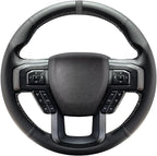 Belinous Leather Steering Wheel Cover Lace Up, Hand-Stitch on Wrap, Steering Wrap Compatible with Ford 2015-2020 F-150/2017-2021 F-250 F-350 F-450 F-550/2020-2021 F-600/2021 F-650 F-750 (Gray)