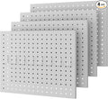 Peg Board,4 Pack Metal Pegboard Panels with 8 hooks,PegBoard Wall Organizer,16"x12" Steel PegBoard for Walls,Tools,Garage,Off