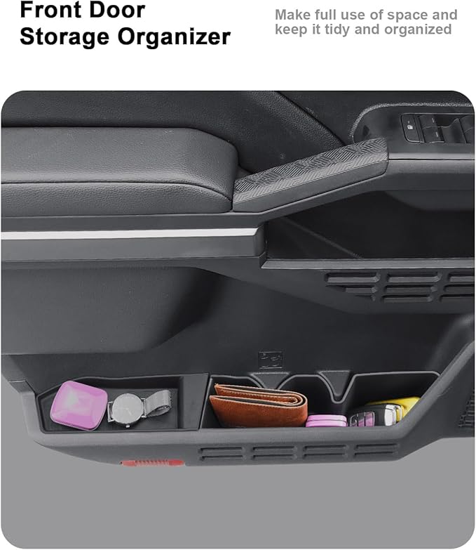 ECOZEN Door Pocket Organizer Set For 2024-2026 Toyota Tacoma - 4 Pcs TPE Door Side Storage Tray Compatible With Tacoma 2024-2026 Interior Accessories - Protection & Easy to Clean - Double Cab Only