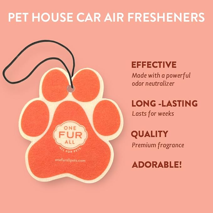 One Fur All Pet House Air Freshener - Juicy Melon Pack of 4 - Non-toxic, Pet-Friendly Air Freshener for Small Spaces & Car - 
