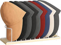 SWTYMIKI Hat Stand for Baseball Caps - Wood & Metal Tabletop Hat Organizer Storage Display Rack, Holds up to 10 Caps for Desk