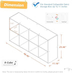 NELYE 8 Cube Organizer Bookcase - Fabric Storage Bins Container, Open Shelf Simple Compartments Bookshelf, White
