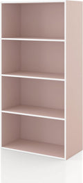 Homes: Inside + Out Apexa 4-Tier Cube Storage Organizer Shelves, Stackable Wood Bookcase Fits Cubby Bins for Organization, Do