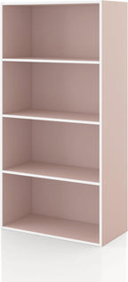 Homes: Inside + Out Apexa 4-Tier Cube Storage Organizer Shelves, Stackable Wood Bookcase Fits Cubby Bins for Organization, Do