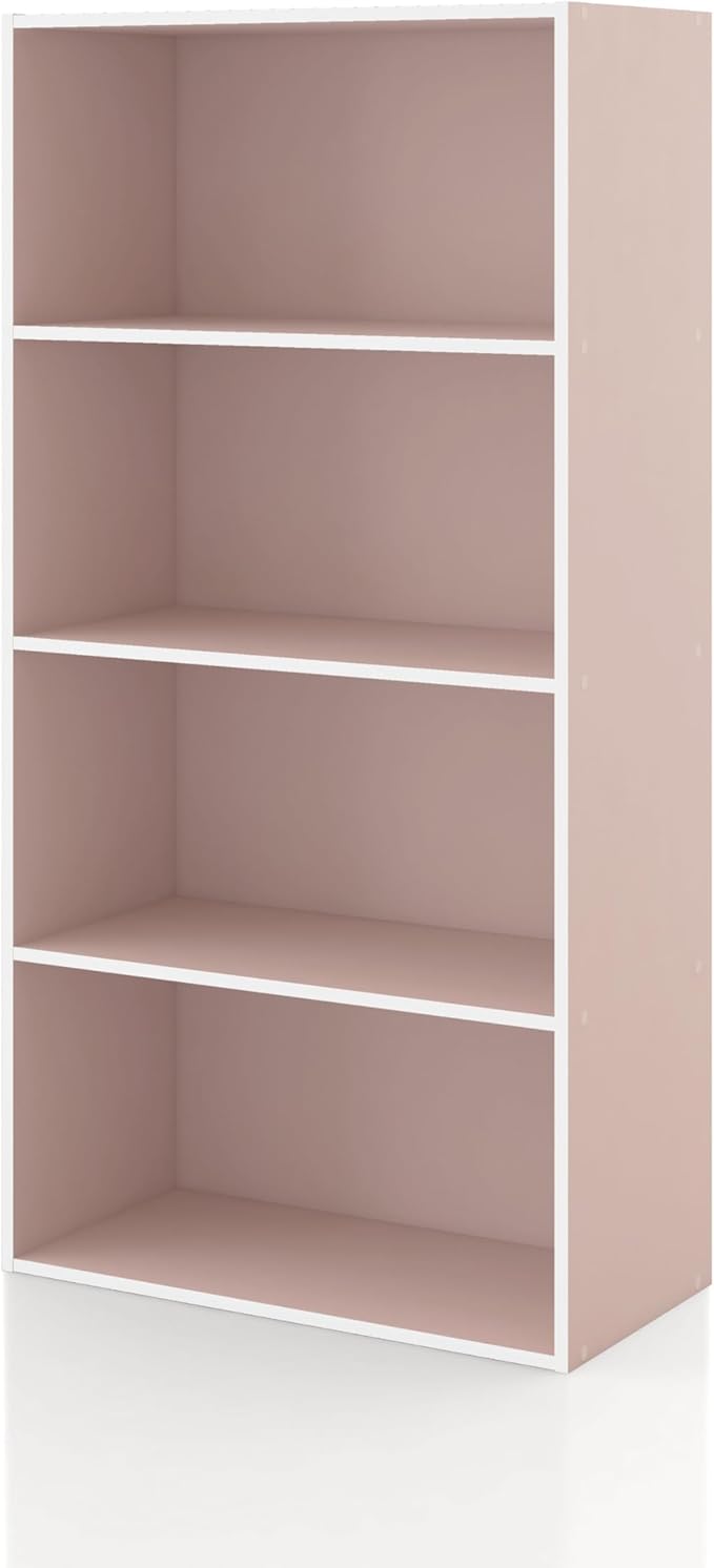 Homes: Inside + Out Apexa 4-Tier Cube Storage Organizer Shelves, Stackable Wood Bookcase Fits Cubby Bins for Organization, Do