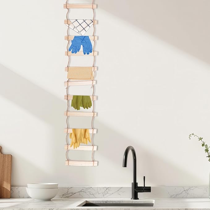 Wooden Rope Ladder Wall Hang, 1 Piece 7.87x59in Wooden Branch Ladder Climbing Plants Trellis Hanging Ornaments Ladder for Hom