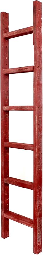 BARNWOODUSA Rustic Decorative Ladder - 100% Upcycled Wood (72" x 12" x 1.5", Rustic Red)