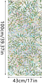 Niviy Leaf Rainbow Window Film, Stained Glass Window Film Glass Decals Static Cling Stickers, Windows Tint for Home Bathroom (16.93 x 39.37inch)