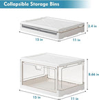 Kmiectse Clear Storage Bin with Lid 3 Pack 【Stackable & Sturdy】 Plastic Multifunctional Folding Storage Bins for Bedroom, Liv