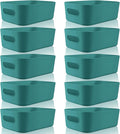 Zopeal Plastic Storage Bins 10 Pcs Green Pantry Organizer Bins Small Baskets Storage Containers for Home Kitchen (8 x 5.7 x 3