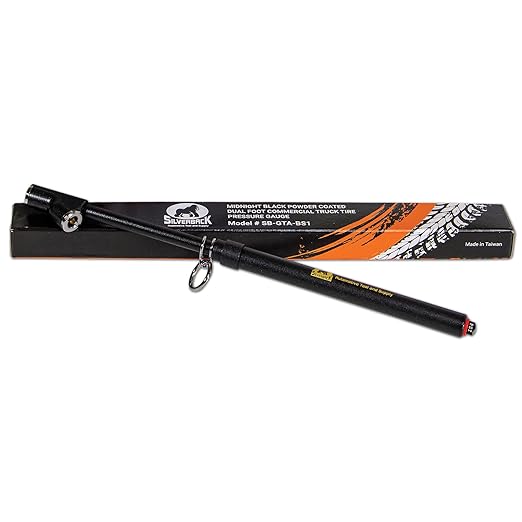 Silverback Automotive Professional Dual Foot Truck Tire Pressure Gauge, Midnight Black Powder Coat Textured Finish. Black Metal Bar Stick Gauge Range 10-150 PSI in 2 PSI Increments