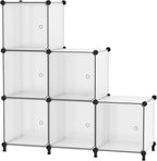 Cube Storage Organizer, 6-Cube Shelves Unit with Doors, DIY Stackable Plastic Clothes Organizer for Bedroom and Under Stairs 