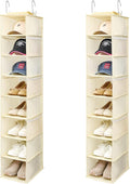 Berdeng Hanging Shoe Organizer for Closet with Side Mesh Pockets，Hat Racks for Baseball Caps，Shoe and Hat Holder & Storage，8-