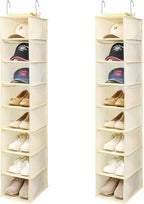 Berdeng Hanging Shoe Organizer for Closet with Side Mesh Pockets，Hat Racks for Baseball Caps，Shoe and Hat Holder & Storage，8-