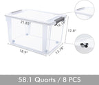 Citylife 58.1 QT Plastic Storage Bins with Latching Lids Stackable Storage Containers for Organizing Large Clear Storage Box 
