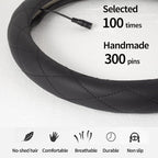 Heated Steering Wheel Cover - WARMITORY Luxury Steering Wheel Heater, 12V Quick Hand Warmer, 14.5-15 inches Outer Diameter for Standard-Size Car Steering Wheels(Leatheret PU)(Black)